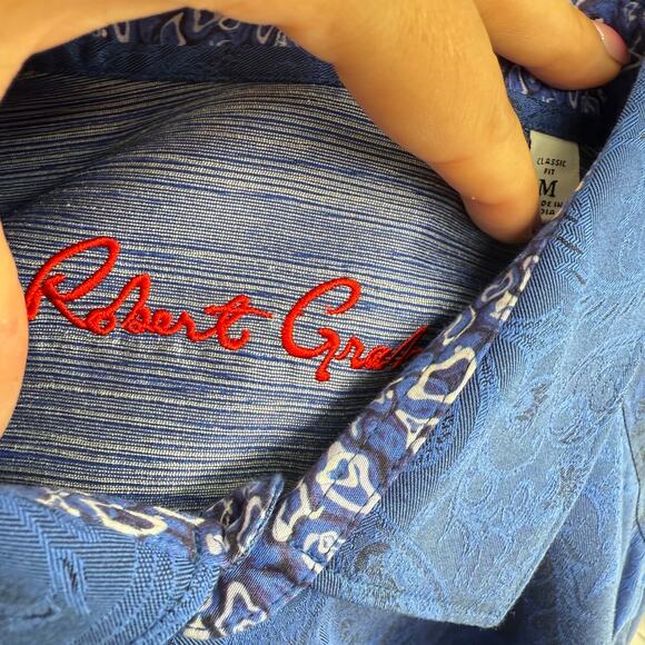 Robert Graham Woven Button Front Long Sleeve Shirt Andretti Dark Navy Blue M - Picture 3 of 9